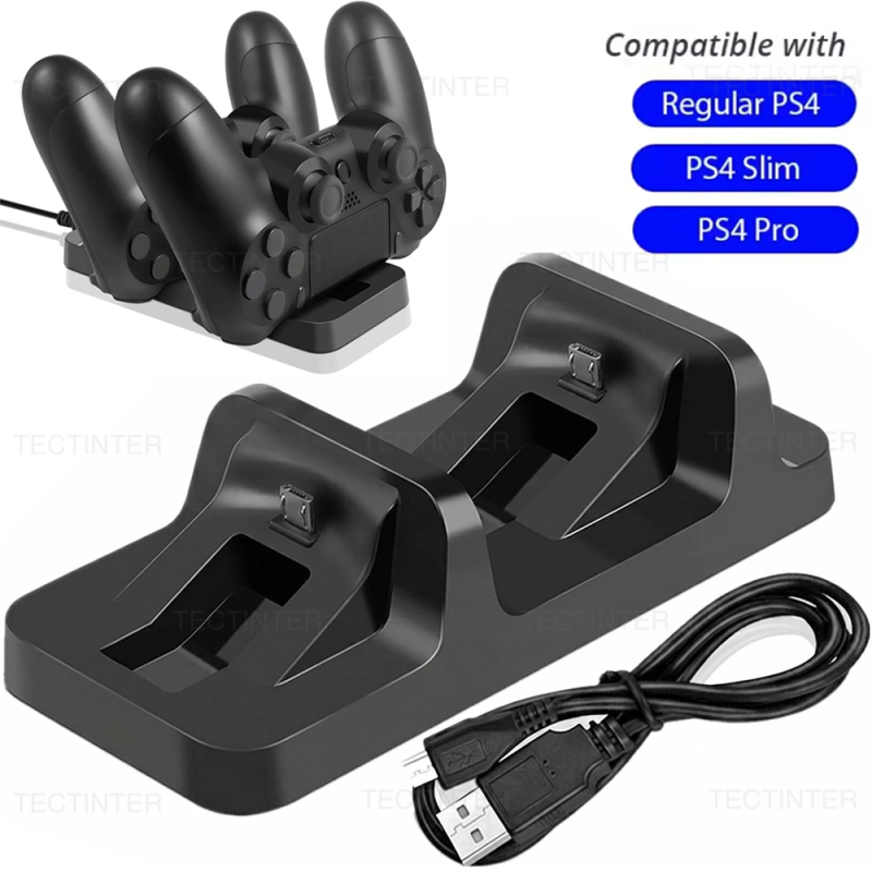 Gaming Console Station - محطة شحن مزدوجة لوحدة تحكم PS4،
