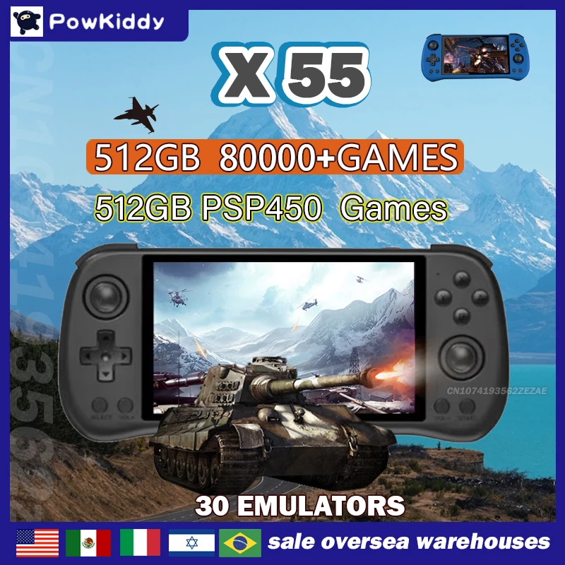 Gaming Console Sale - 80000Games 512G POWKIDDY X55 5.5 بوصة